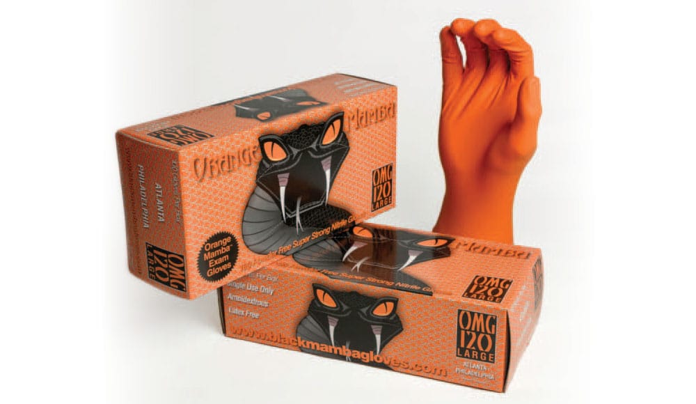Orange Mamba Powder Free Gloves
